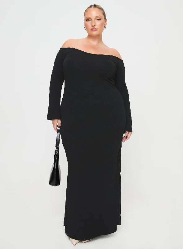 Korey Off The Shoulder Maxi Dress Black Curve