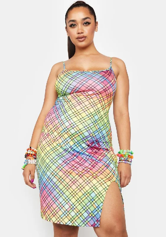 Plus Party Starter Plaid Mini Dress