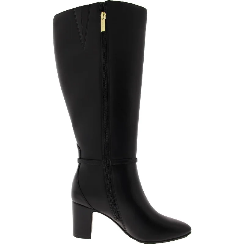 Womens Faux Leather Wide Calf Knee-High Boots