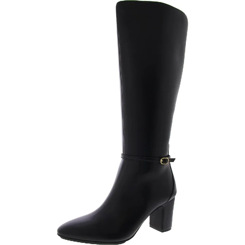 Samba Womens Faux Leather Block Heel Knee-High Boots