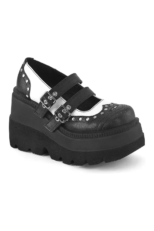 SHAKER-27 Black Vegan Leather Mary Janes