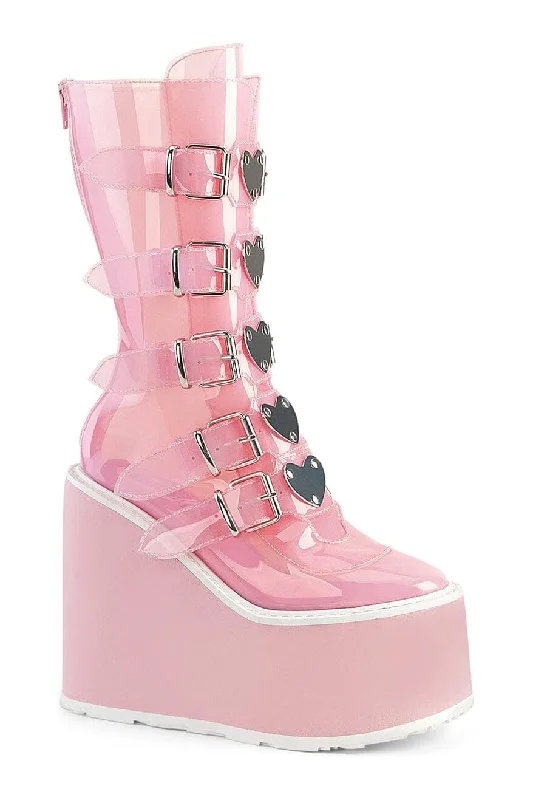 SWING-230C PInk Faux Leather Knee Boot