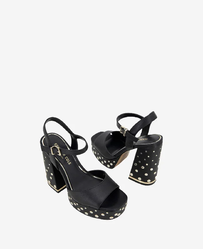 Dolly Stud Ankle Strap Platform Heeled Sandal