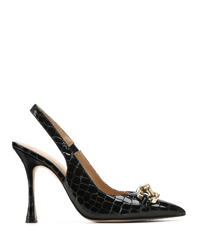 Gemma Patent Croc Leather Black