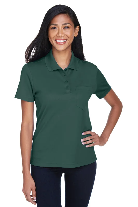 Core 365 Womens Origin Performance Moisture Wicking Short Sleeve Polo Shirt w/ Pocket - Forest Green