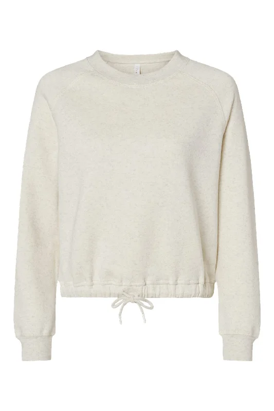 LAT Womens Relaxed Boxy Fleece Crewneck Sweatshirt - Heather Natural - NEW