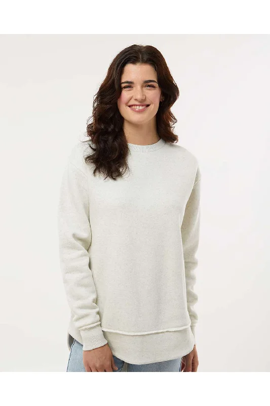 LAT Womens Weekend Fleece Crewneck Sweatshirt - Heather Natural - NEW