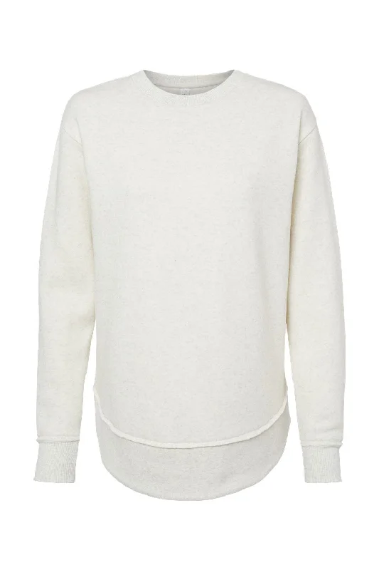 LAT Womens Weekend Fleece Crewneck Sweatshirt - Heather Natural - NEW