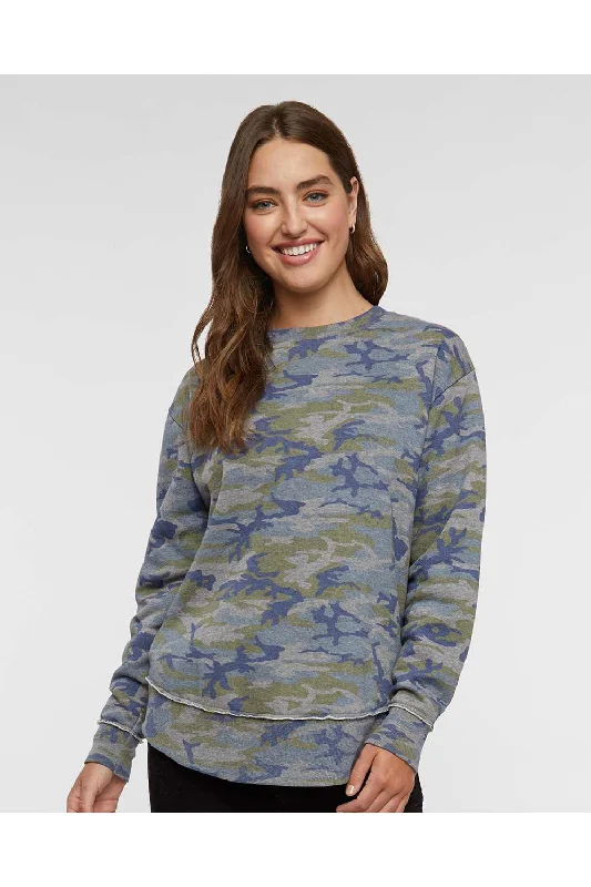 LAT Womens Weekend Fleece Crewneck Sweatshirt - Vintage Camo - NEW