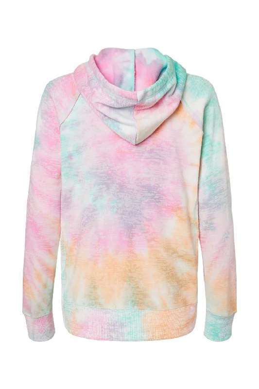 MV Sport Womens Courtney Burnout V-Notch Hooded Sweatshirt Hoodie - Rainbow Sorbet - NEW