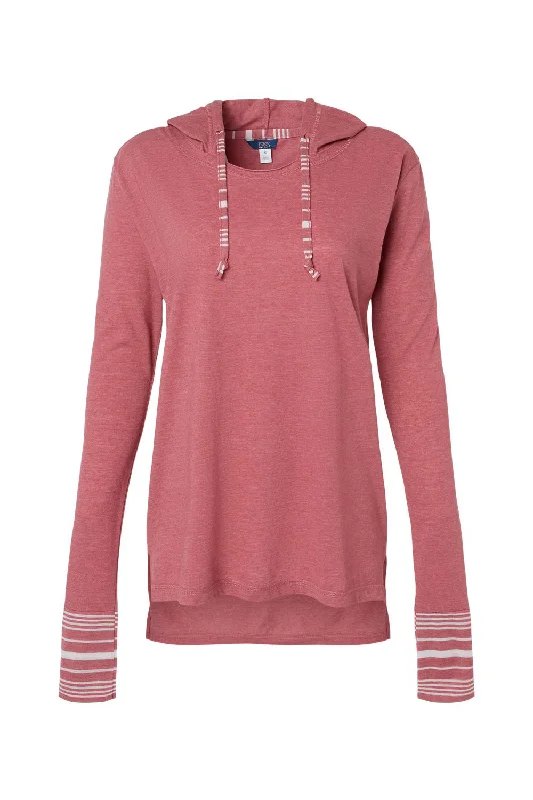 MV Sport Womens Heathered Jersey Hooded T-Shirt Hoodie - Dusty Rose Pink - NEW