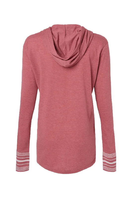 MV Sport Womens Heathered Jersey Hooded T-Shirt Hoodie - Dusty Rose Pink - NEW