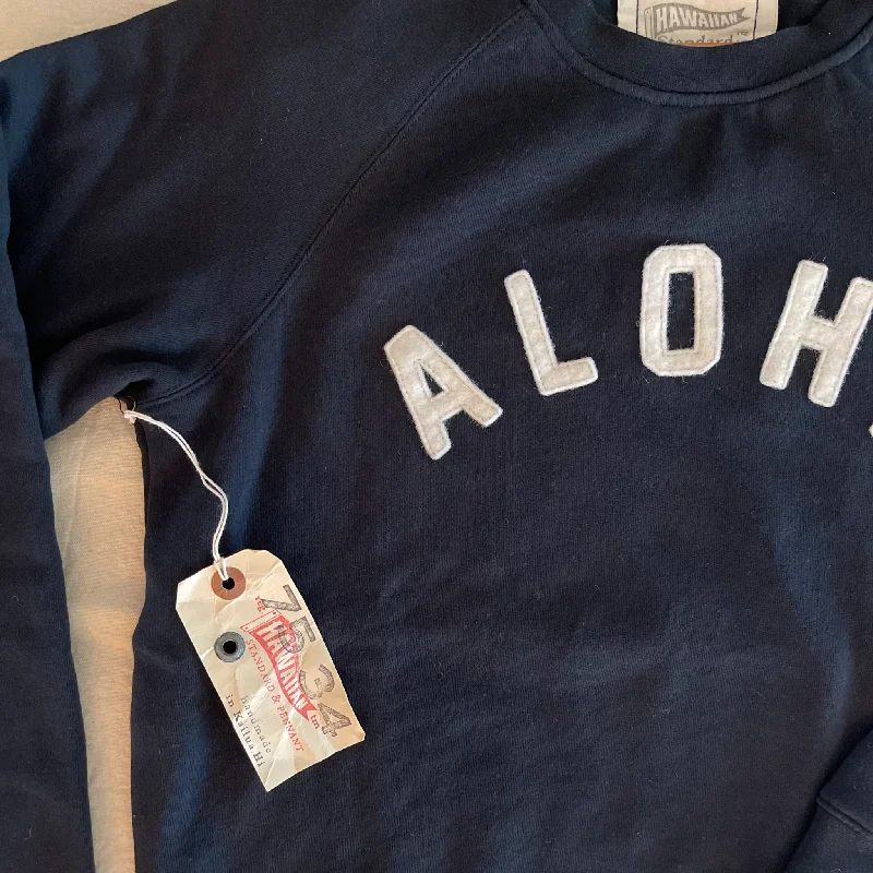 Mens Raglan Fleece Navy x Off White Aloha applique