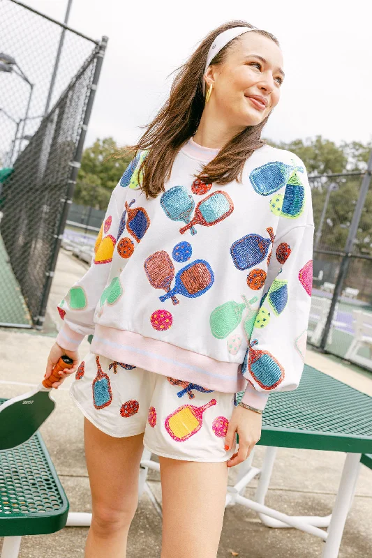 White Multi Pickleball Sweatshirt