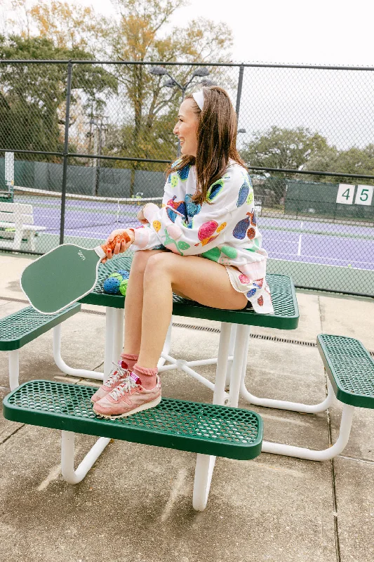 White Multi Pickleball Sweatshirt