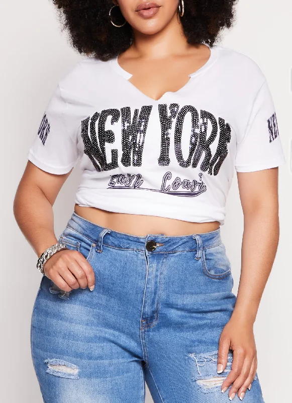 Plus Size Sequin New York East Coast T Shirt