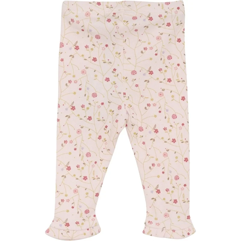 Minymo Pink Dogwood Leggings AOP Rib