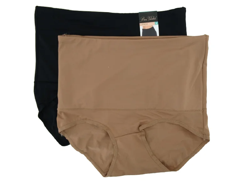 Prima Valentina - Ladies' 2Pk High-waist Panties Blk/Mocha Mousse