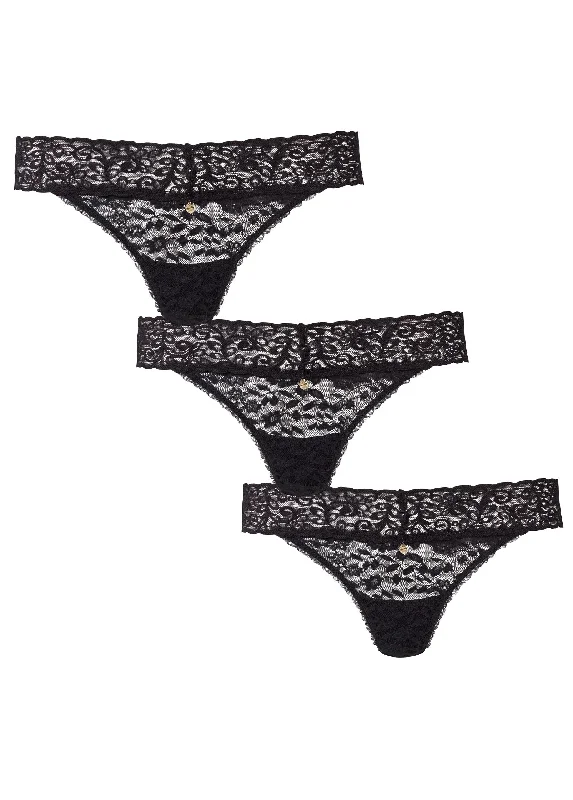 Pearl by VENUS® allover lace thong 3 pack - After Dark